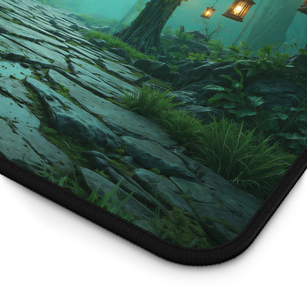 Moonlit Torii Gate Desk Mat – Japanese Landscape Art
