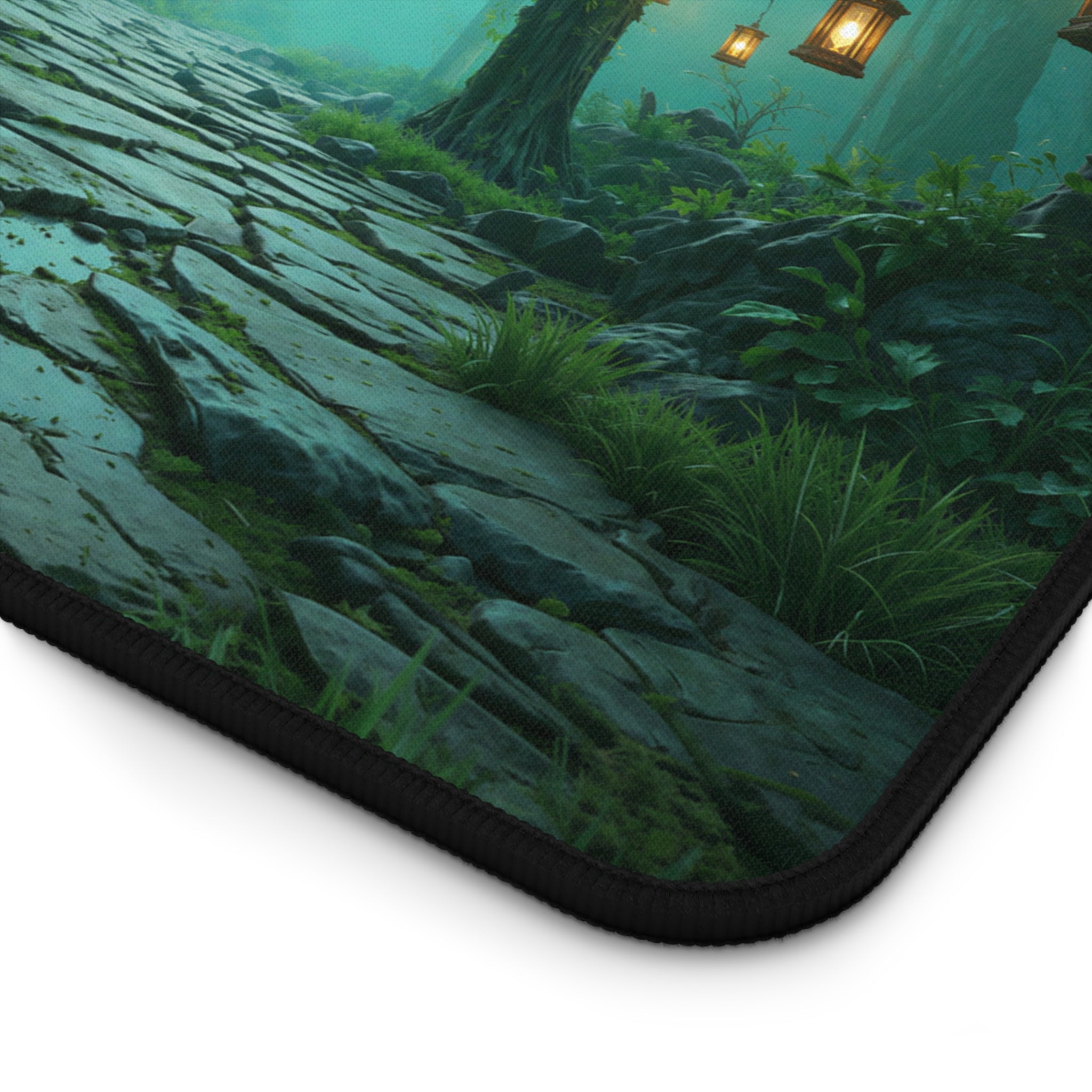Moonlit Torii Gate Desk Mat – Japanese Landscape Art