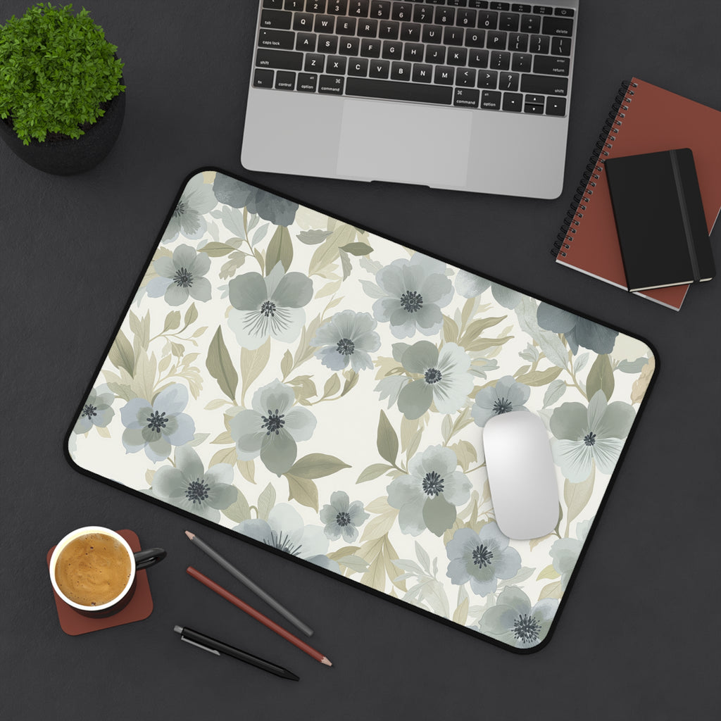 Watercolor Florals Desk Mat – Muted Botanical Art