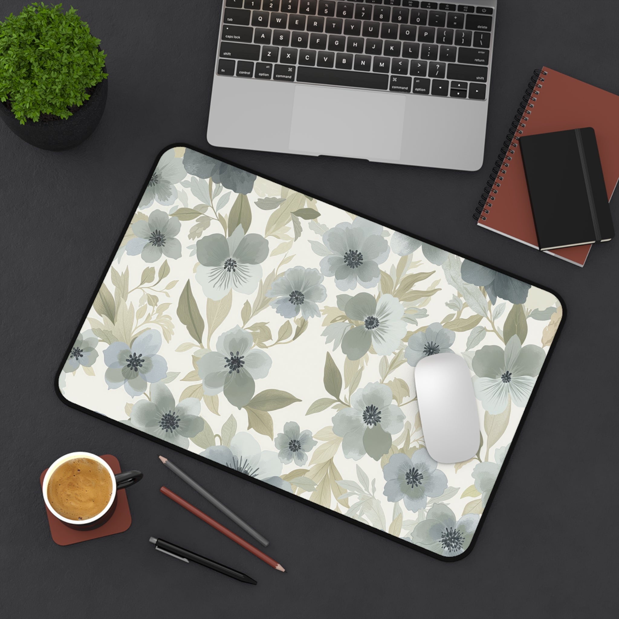Watercolor Florals Desk Mat – Muted Botanical Art