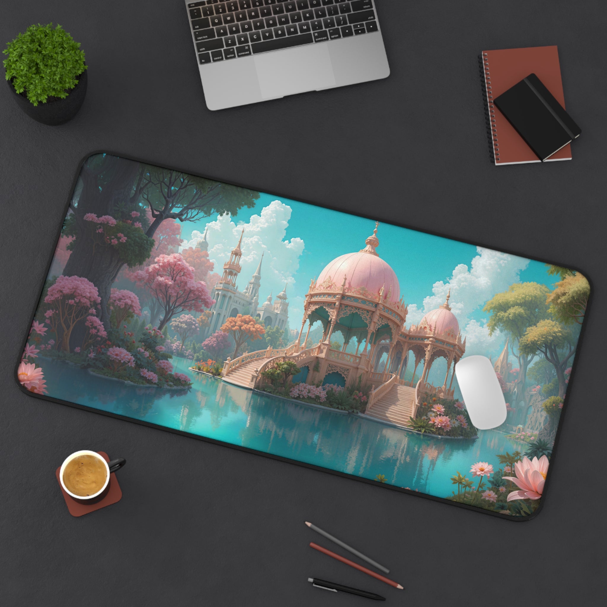 Fantasy Castle Desk Mat – Pink Pavilion Illustration