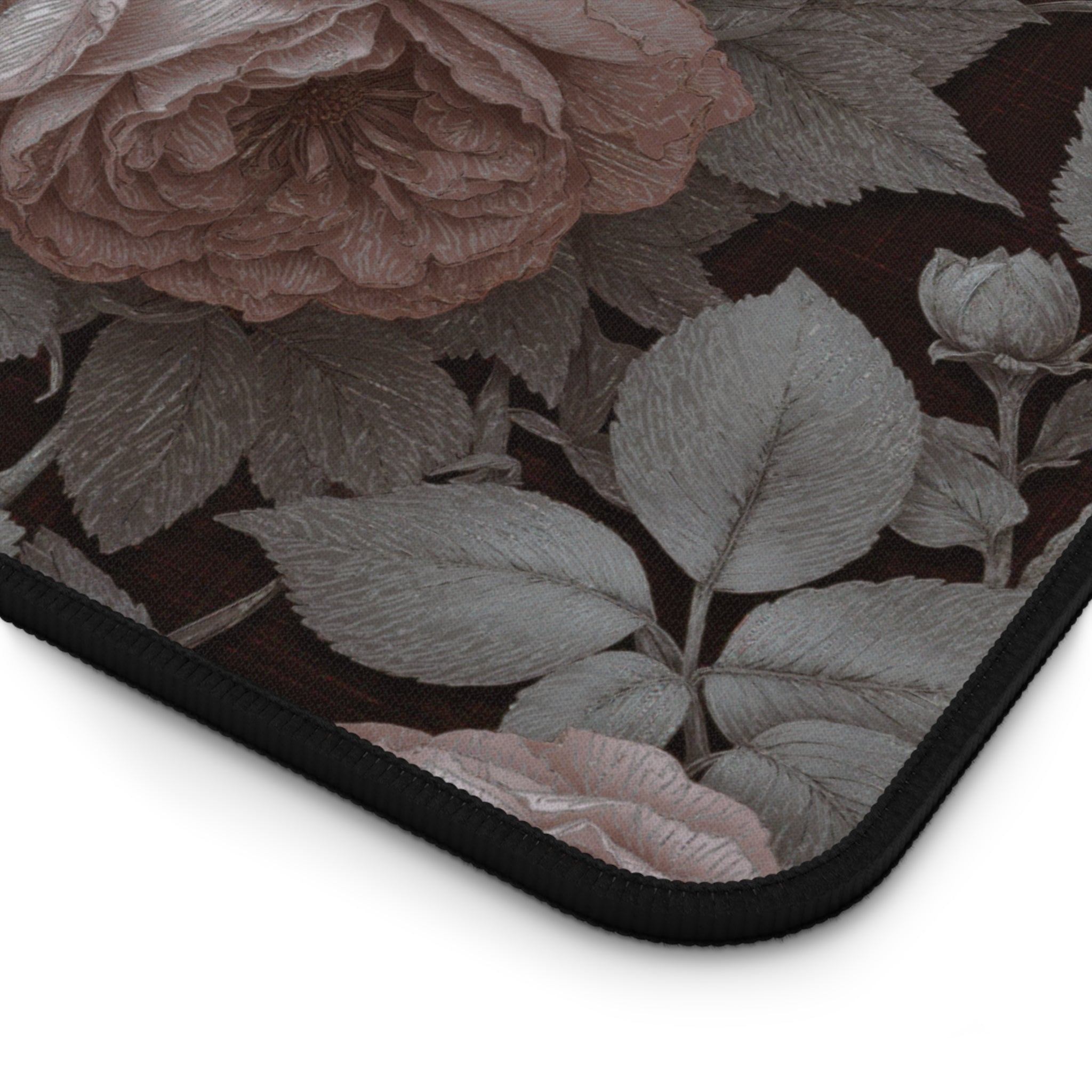 Cottagecore Strawberries & Rose Desk Mat – Vintage Floral Art