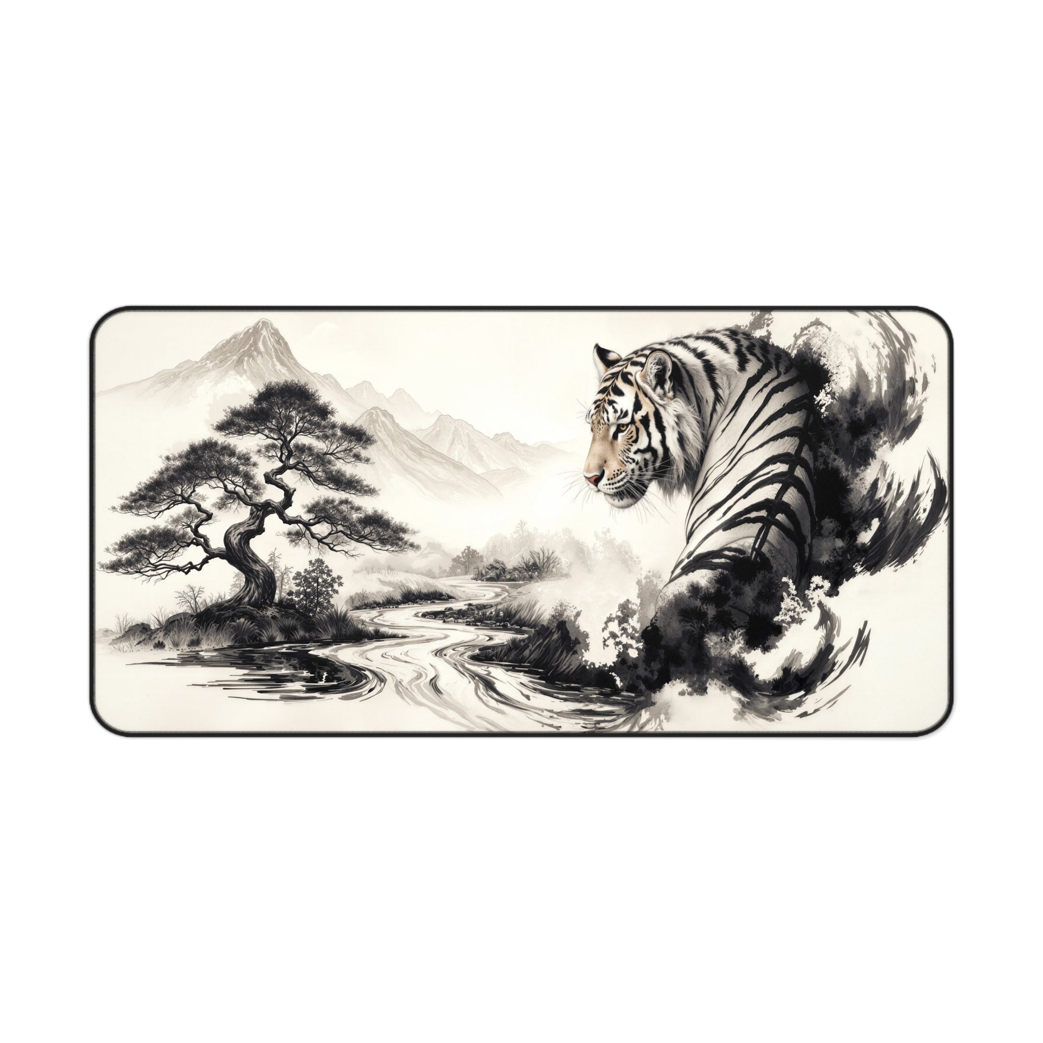 Shanshui Tiger Desk Mat – Chinese Ink Wash Art