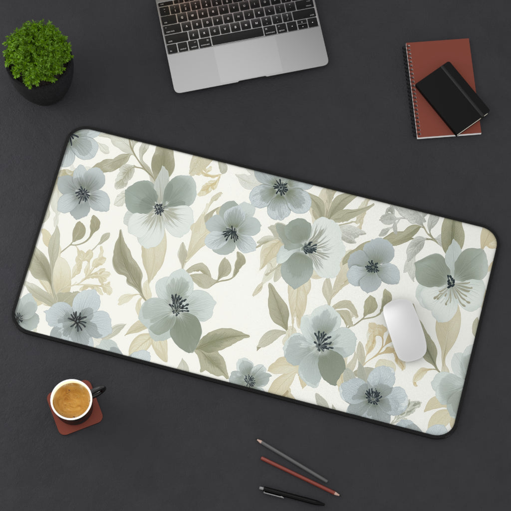 Watercolor Florals Desk Mat – Muted Botanical Art
