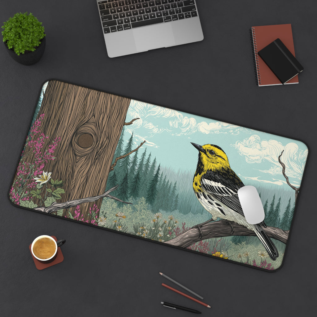Warbler Bird Desk Mat – Nature Wildlife Art