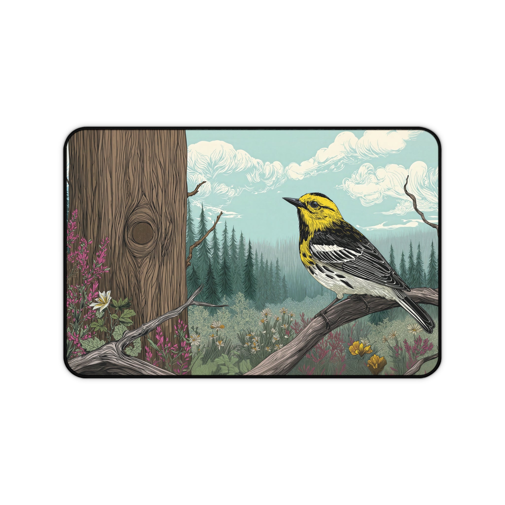 Warbler Bird Desk Mat – Nature Wildlife Art
