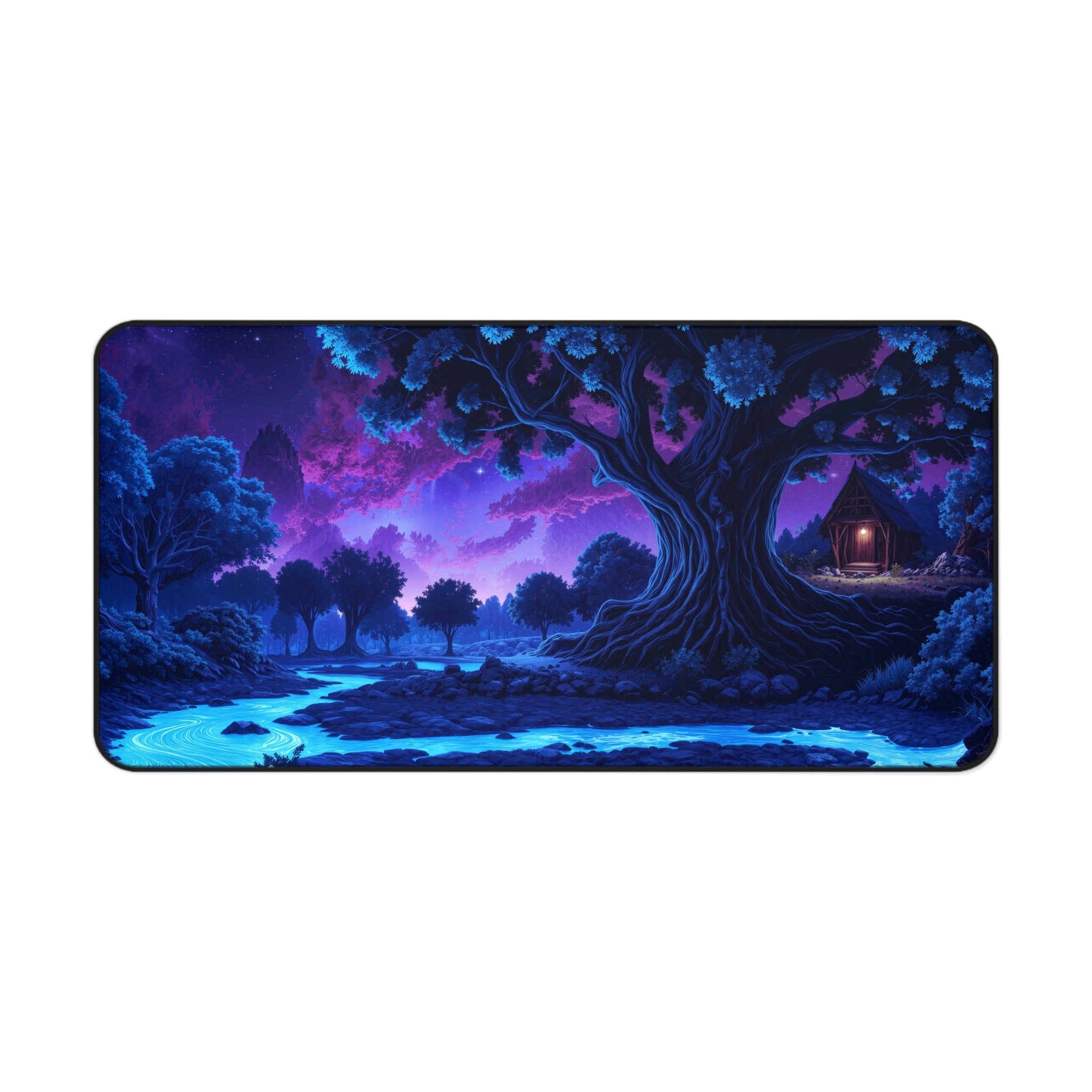 Enchanted Moonlit Forest Desk Mat – Fantasy Nature Art