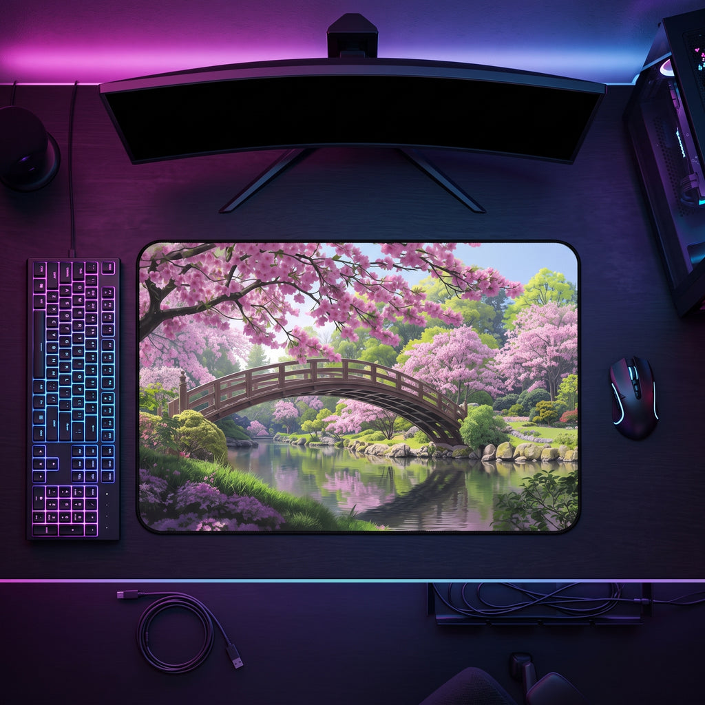 Sakura Garden Desk Mat – Japanese Cherry Blossom Art