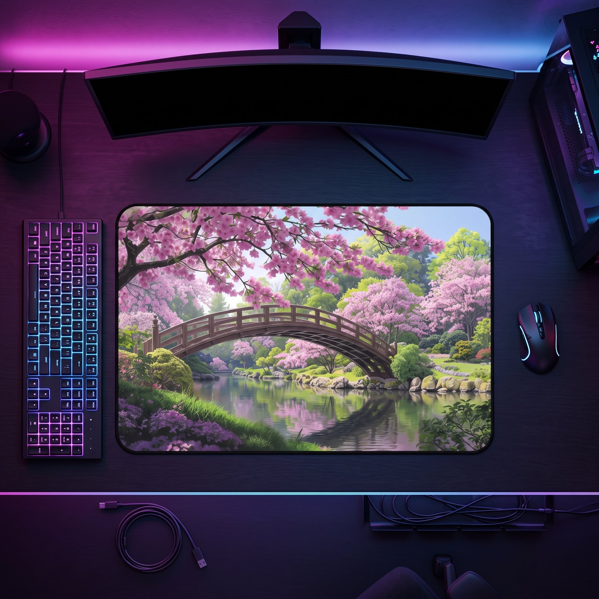 Fantasy Treehouse Desk Mat – Whimsical Illustration Art