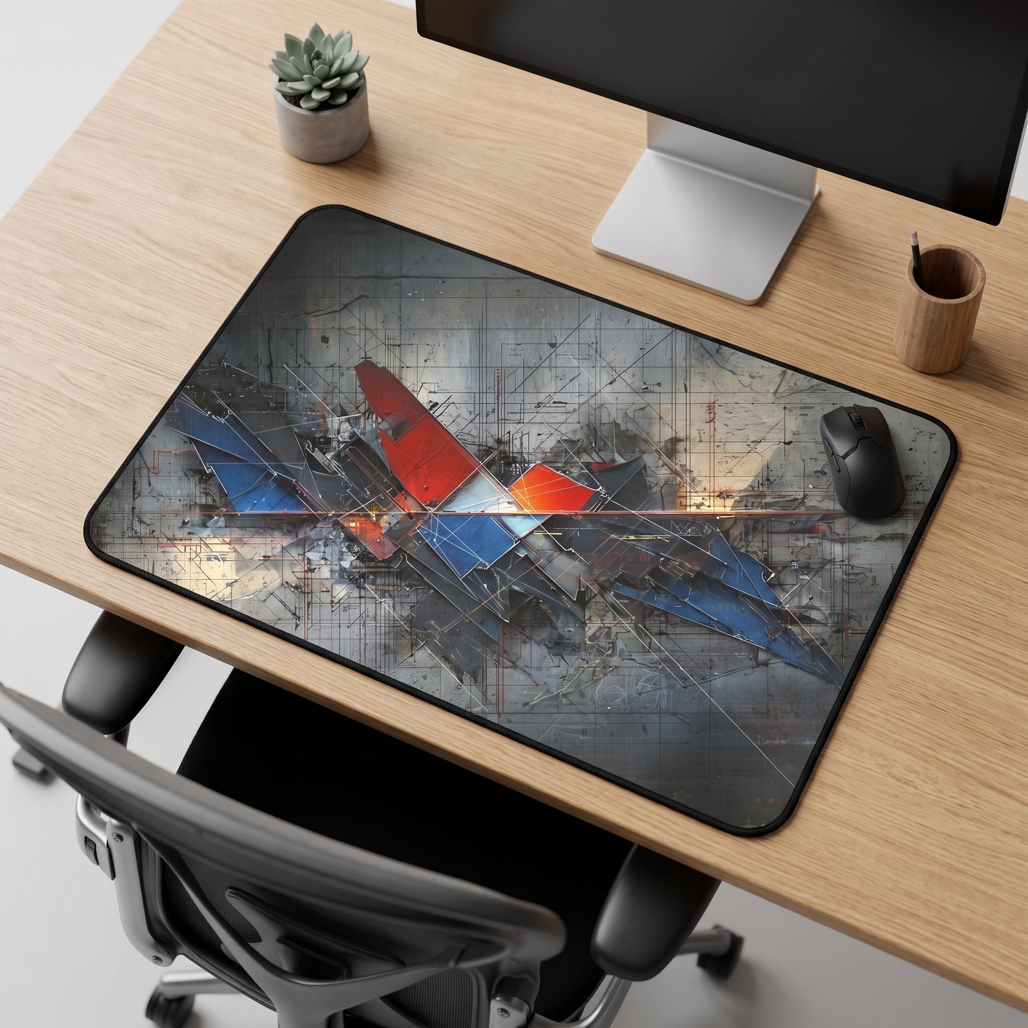 Cyber Abstract Desk Mat – Red White Blue Patriotic Art