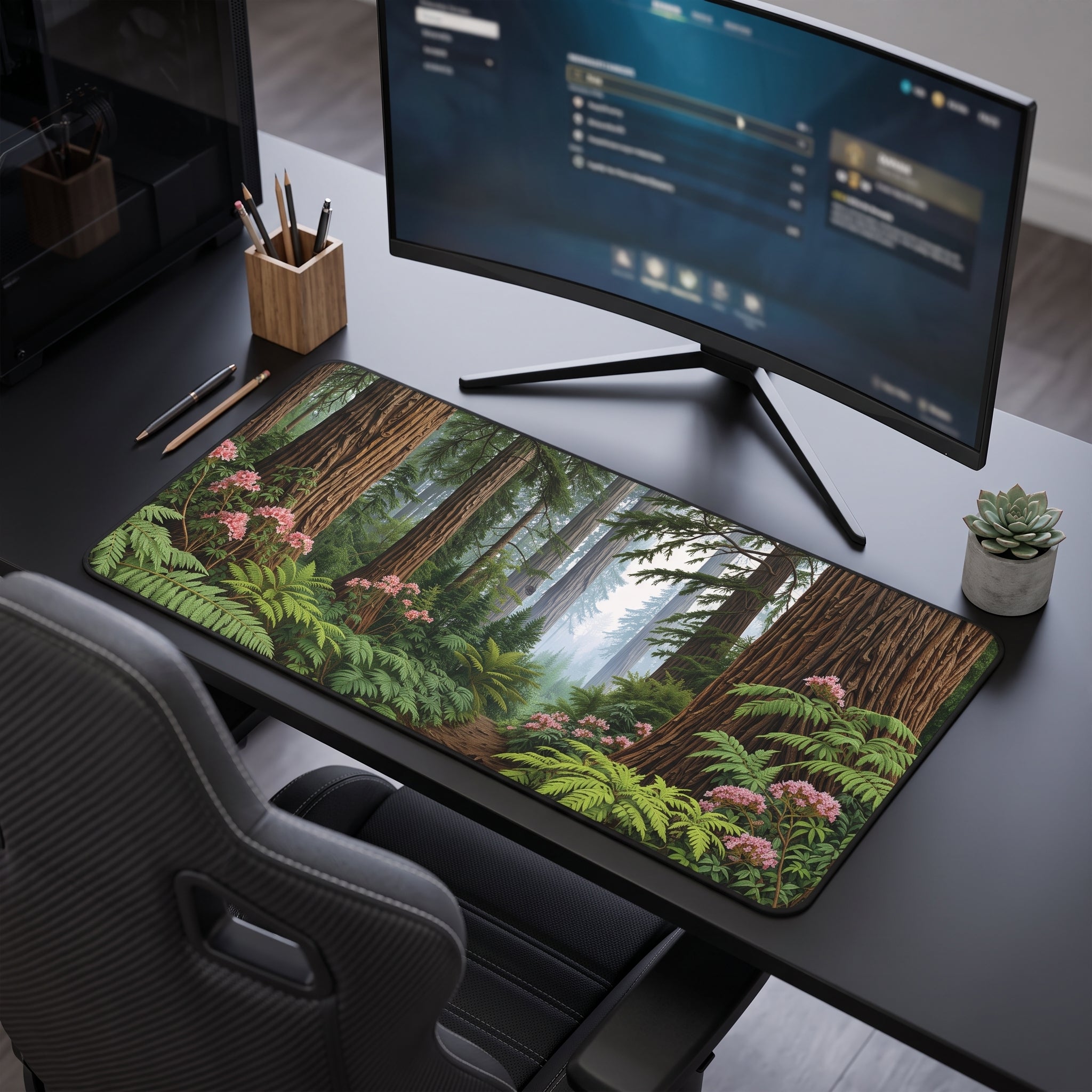 Forest Foliage Desk Mat – Nature Botanical Art