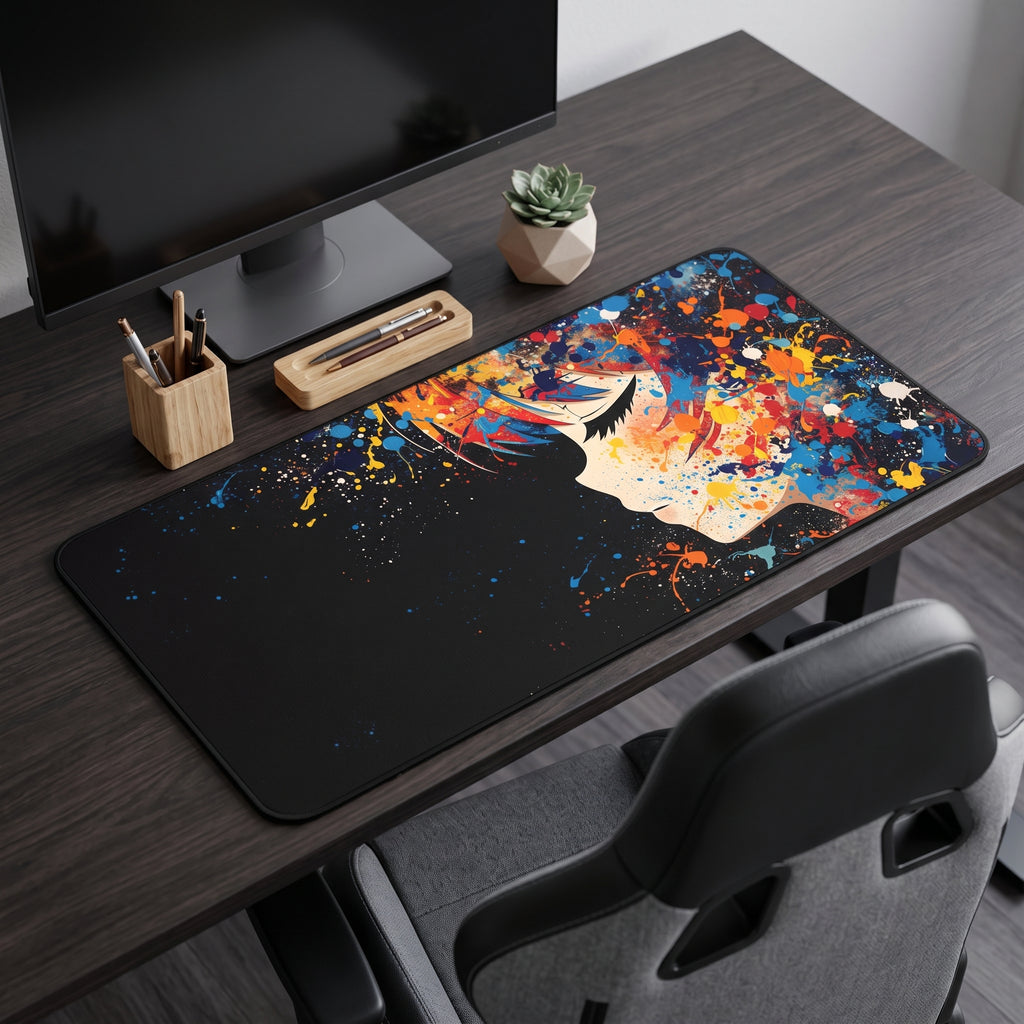 Anime Girl Desk Mat – Painted Splash Art Style