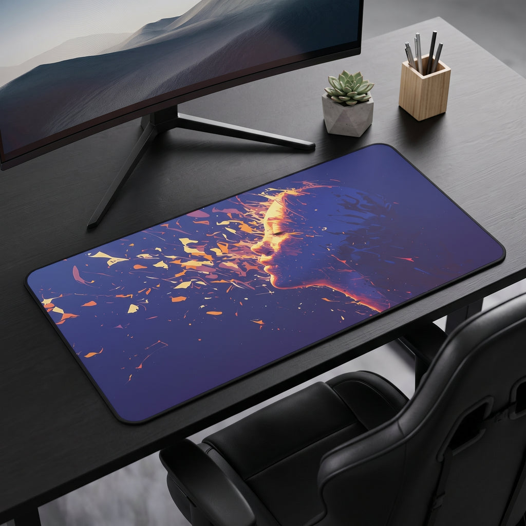 Abstract Fractured Woman Desk Mat – Modern Art
