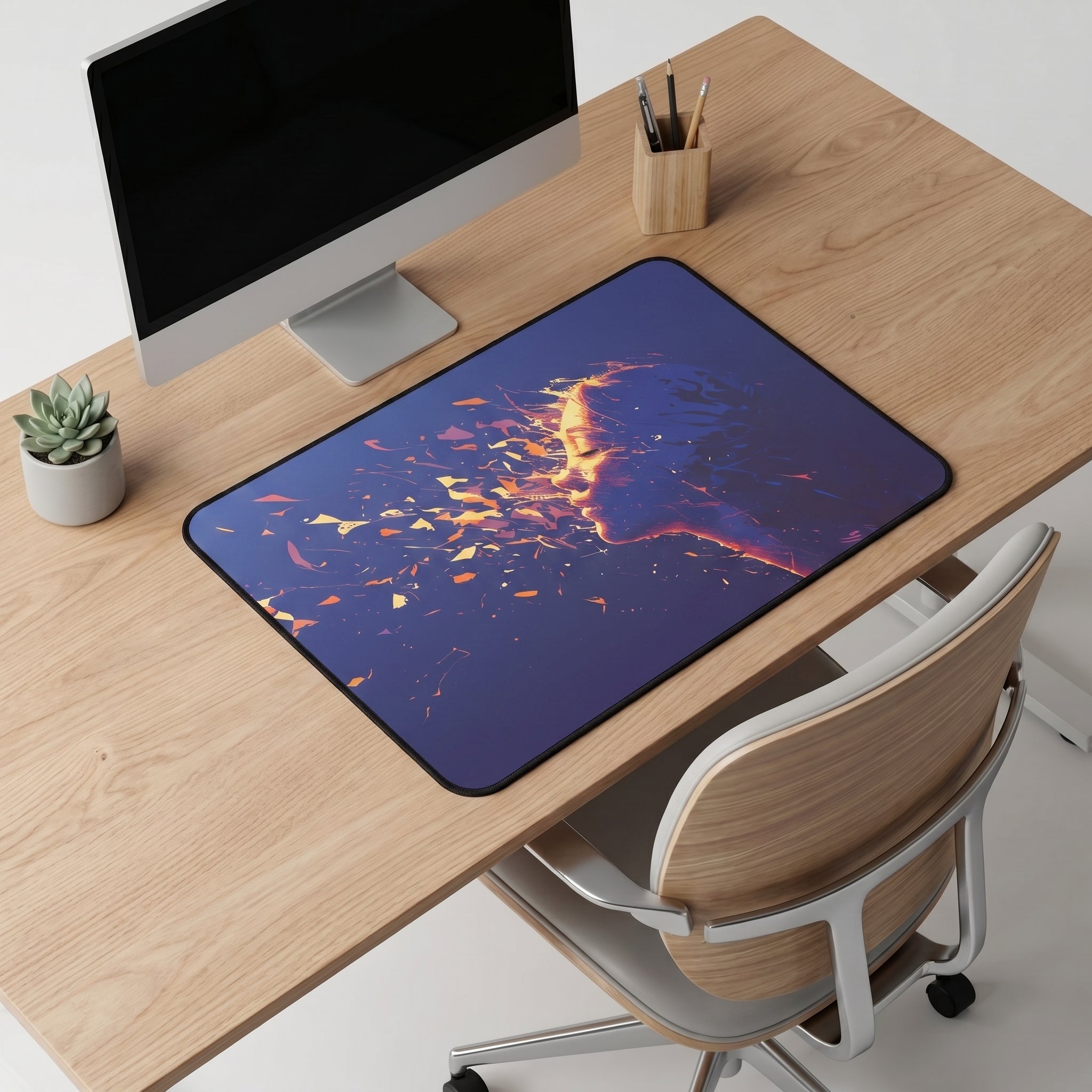 Abstract Fractured Woman Desk Mat – Modern Art