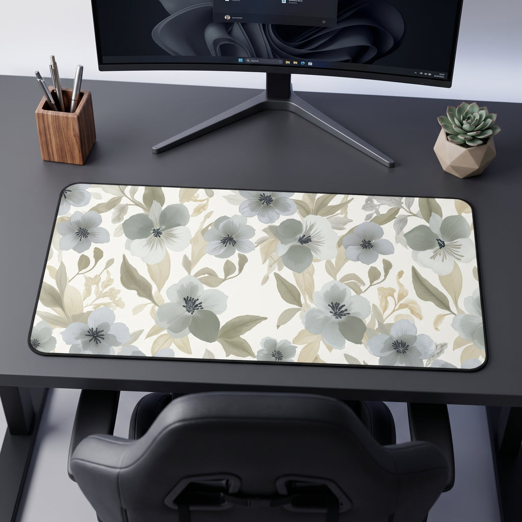 Watercolor Florals Desk Mat – Muted Botanical Art