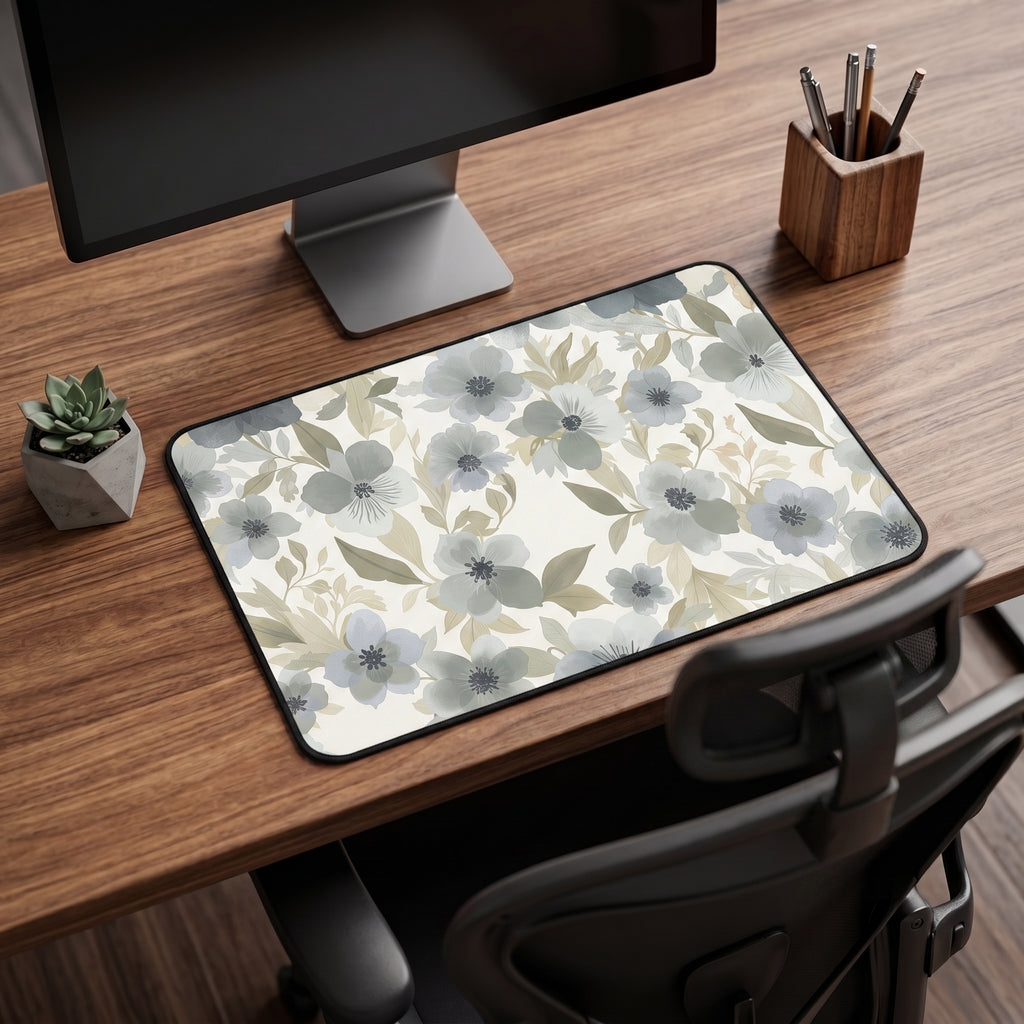 Watercolor Florals Desk Mat – Muted Botanical Art