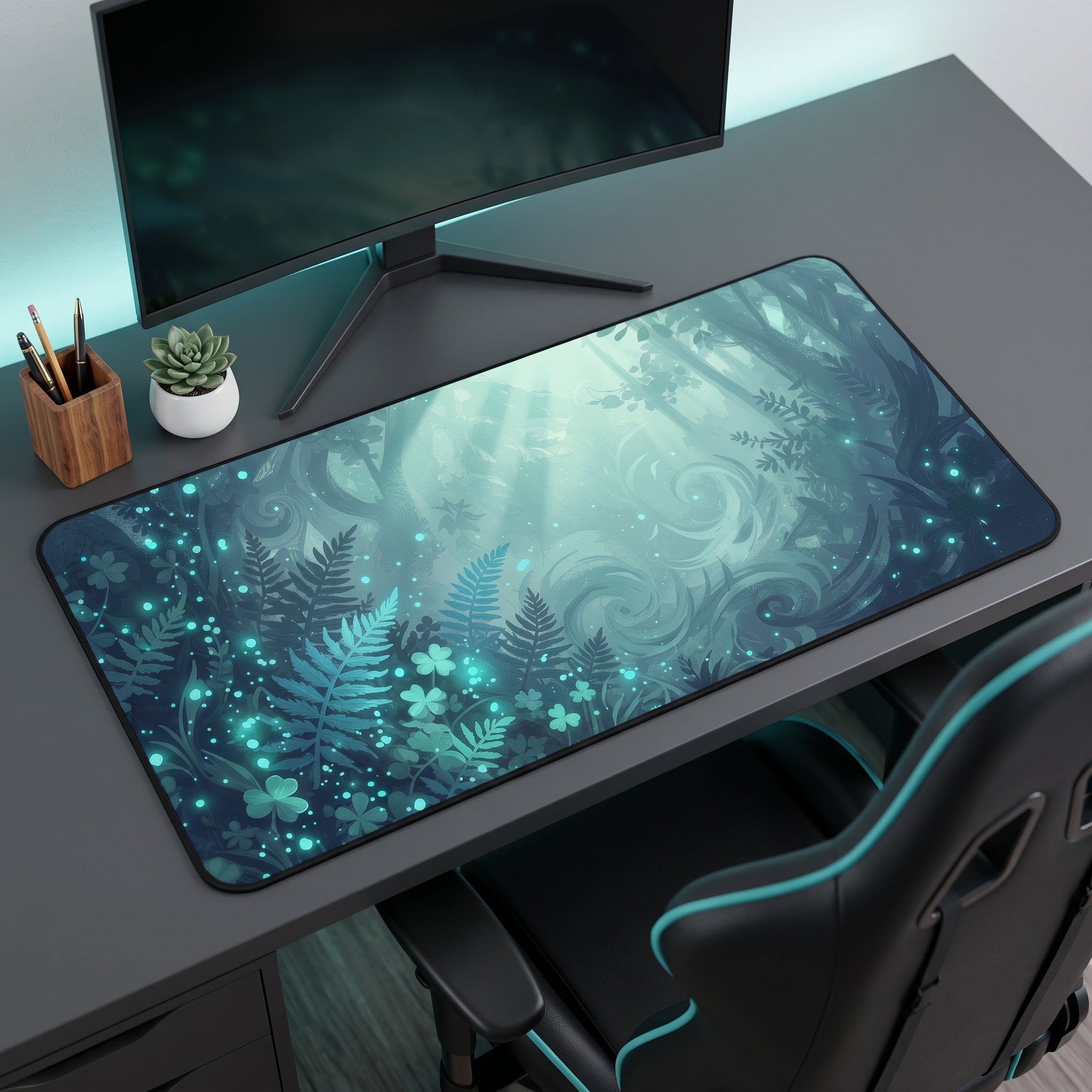 Magical Forest Desk Mat – Enchanted Fantasy Art