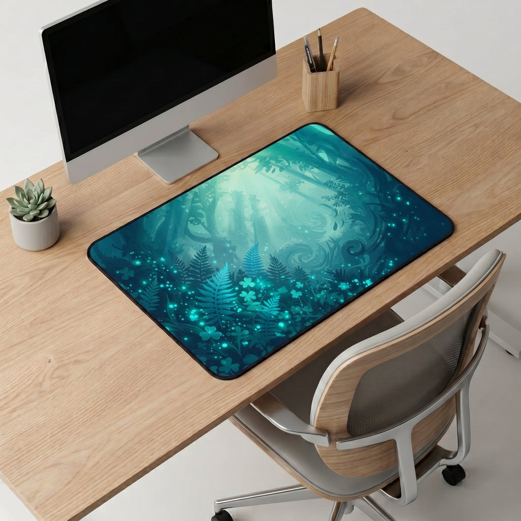 Magical Forest Desk Mat – Enchanted Fantasy Art
