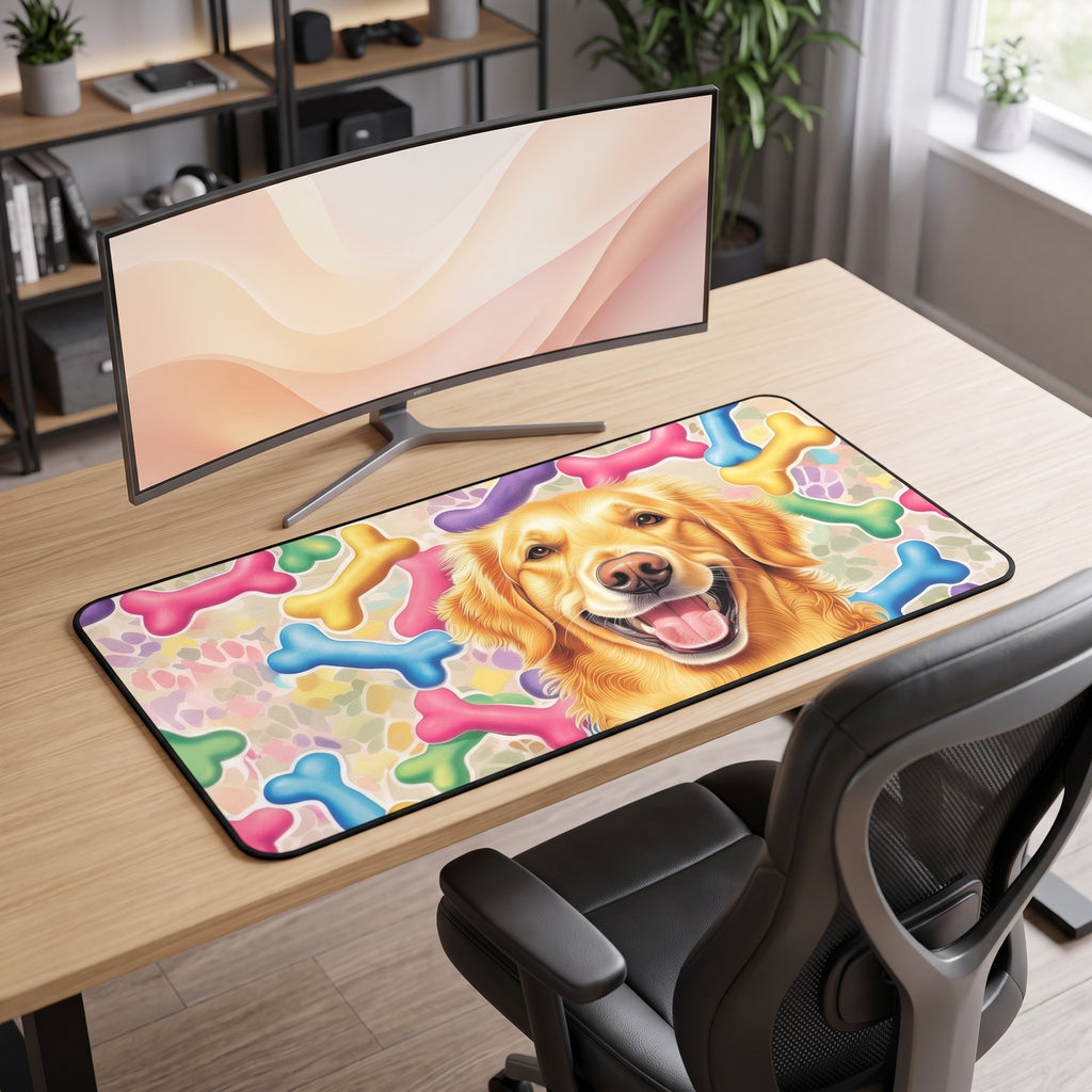 Golden Retriever Desk Mat – Cute Dog Art
