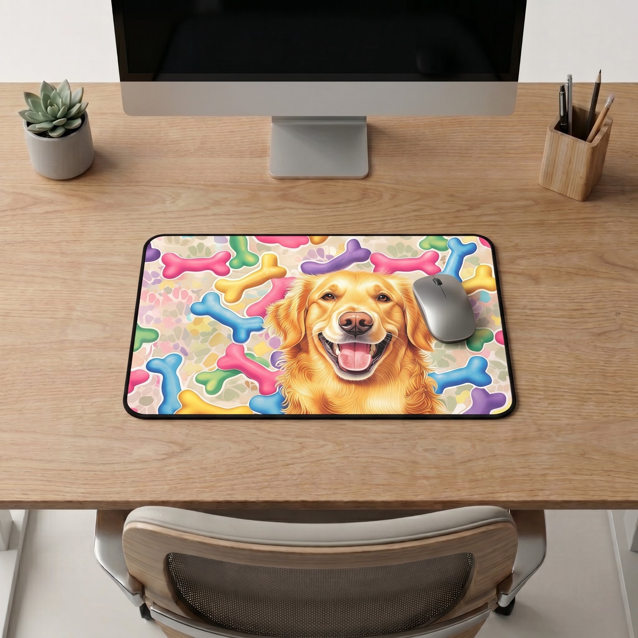 Golden Retriever Desk Mat – Cute Dog Art
