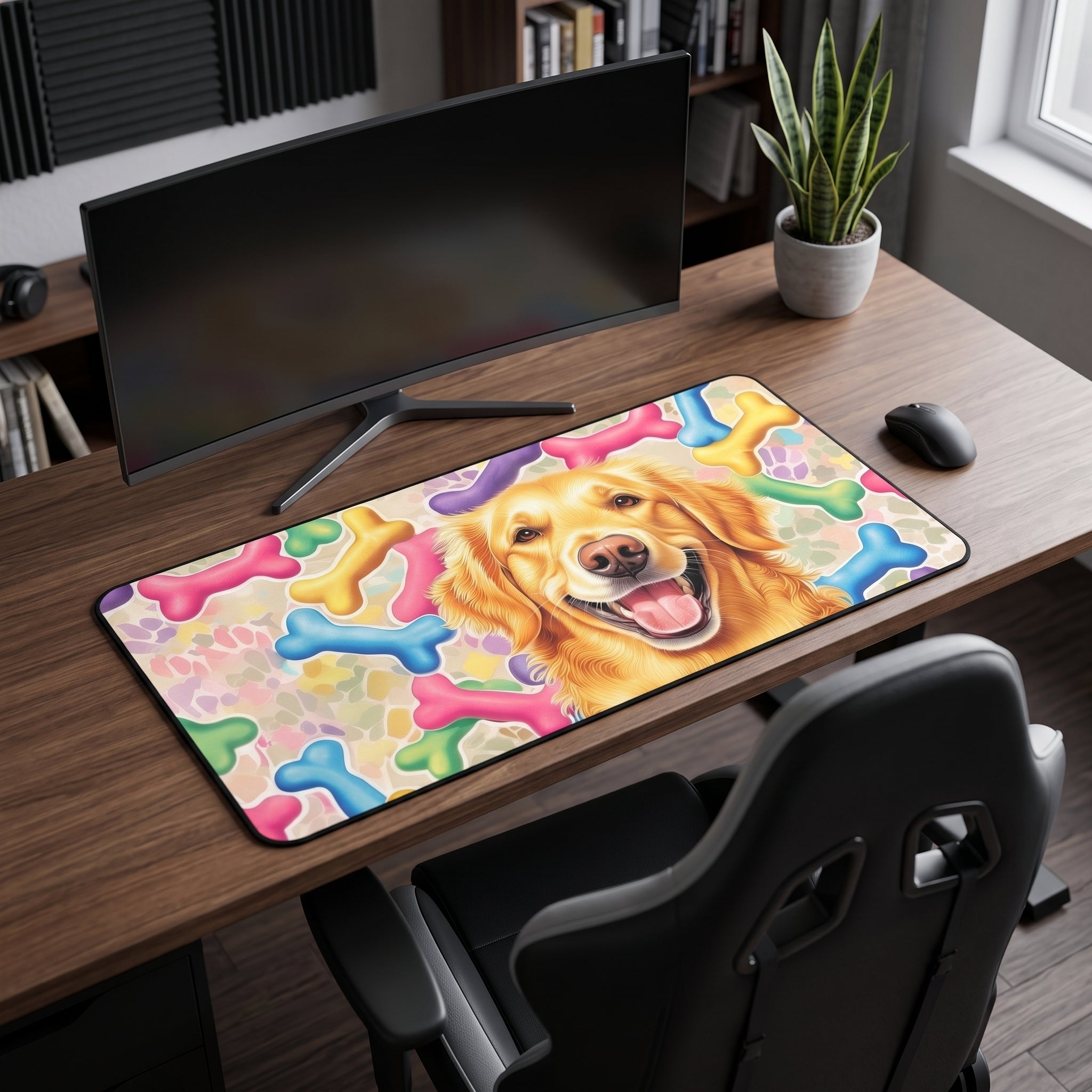 Golden Retriever Desk Mat – Cute Dog Art