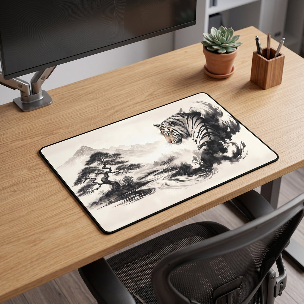 Shanshui Tiger Desk Mat – Chinese Ink Wash Art