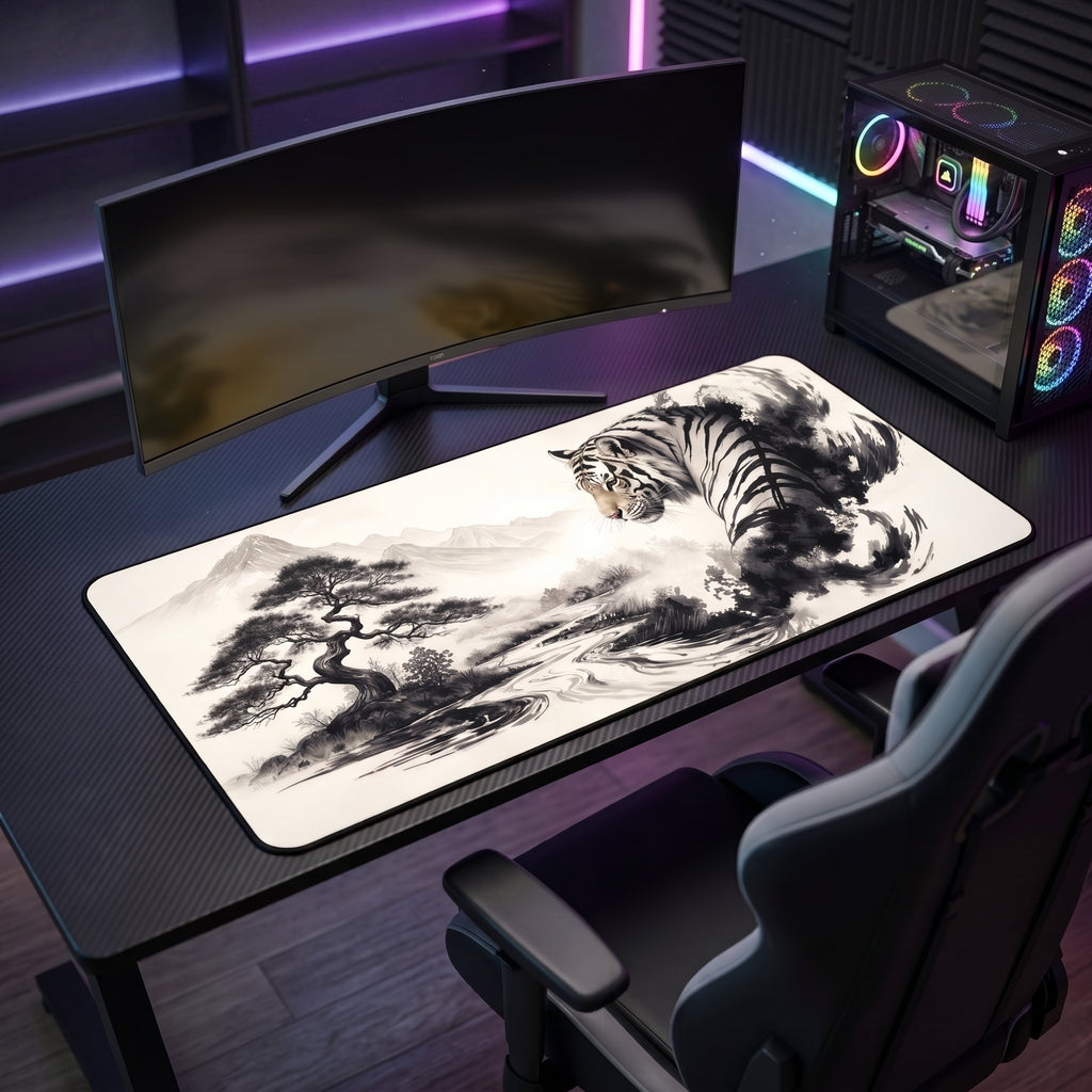 Shanshui Tiger Desk Mat – Chinese Ink Wash Art