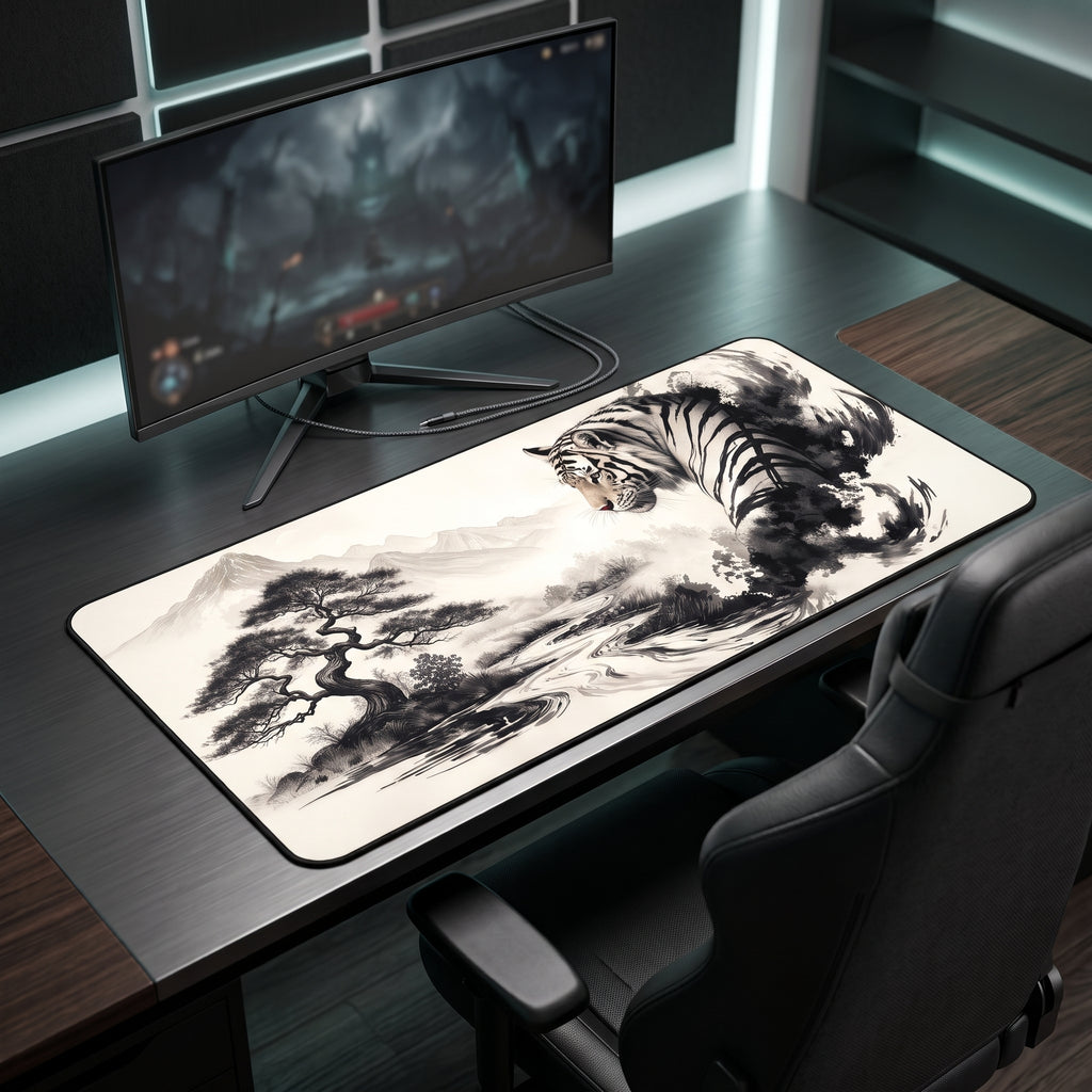Shanshui Tiger Desk Mat – Chinese Ink Wash Art