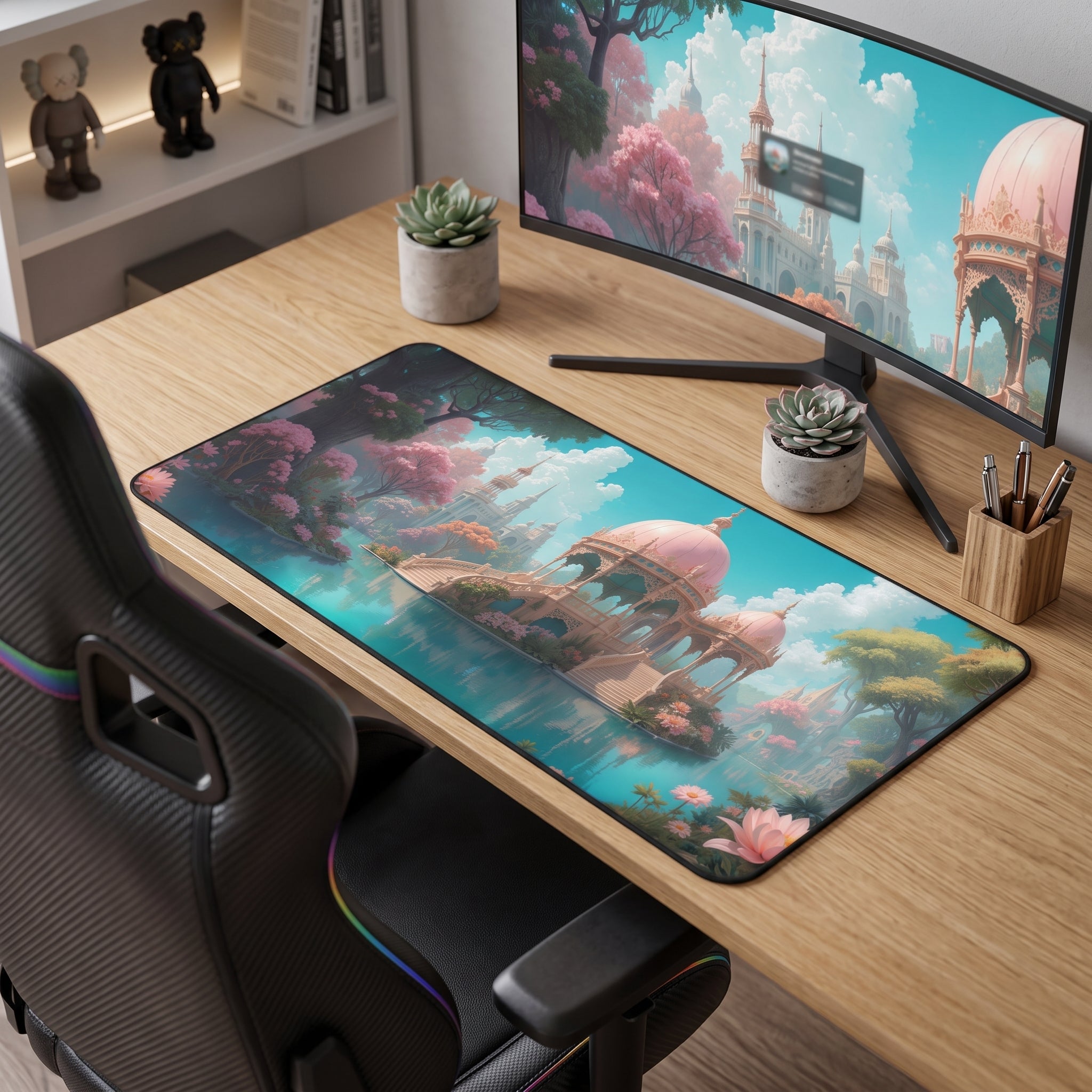 Fantasy Castle Desk Mat – Pink Pavilion Illustration