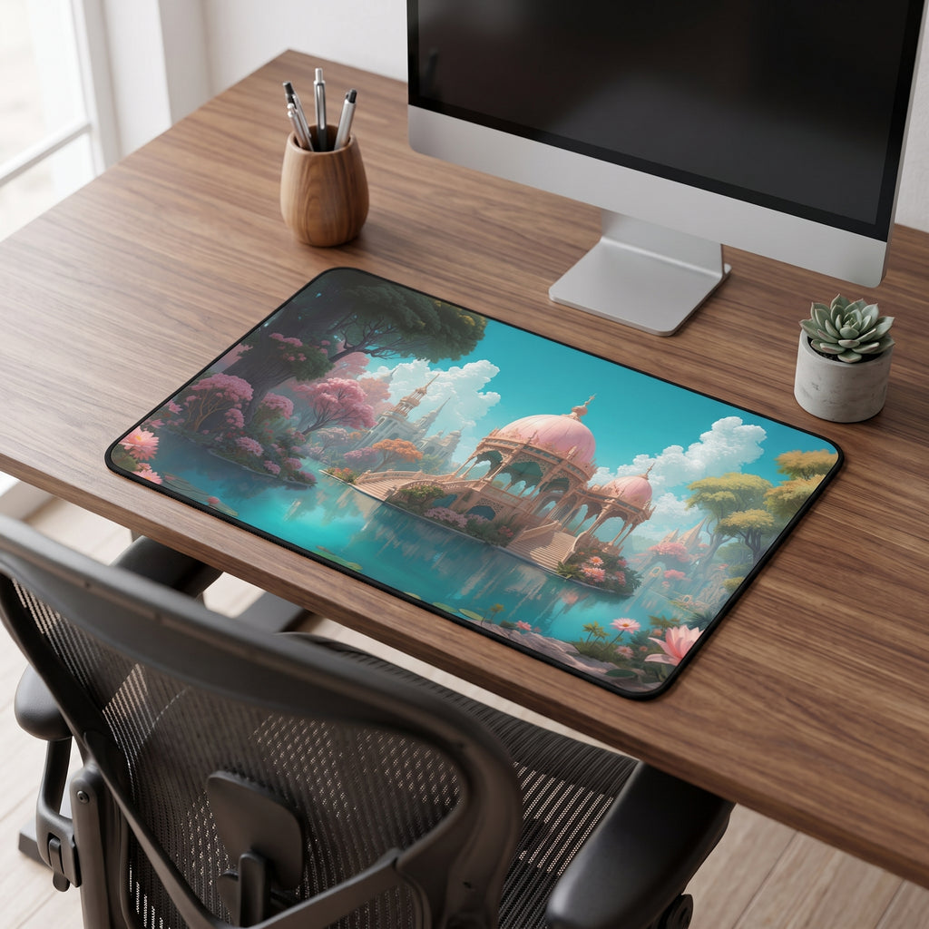 Fantasy Castle Desk Mat – Pink Pavilion Illustration