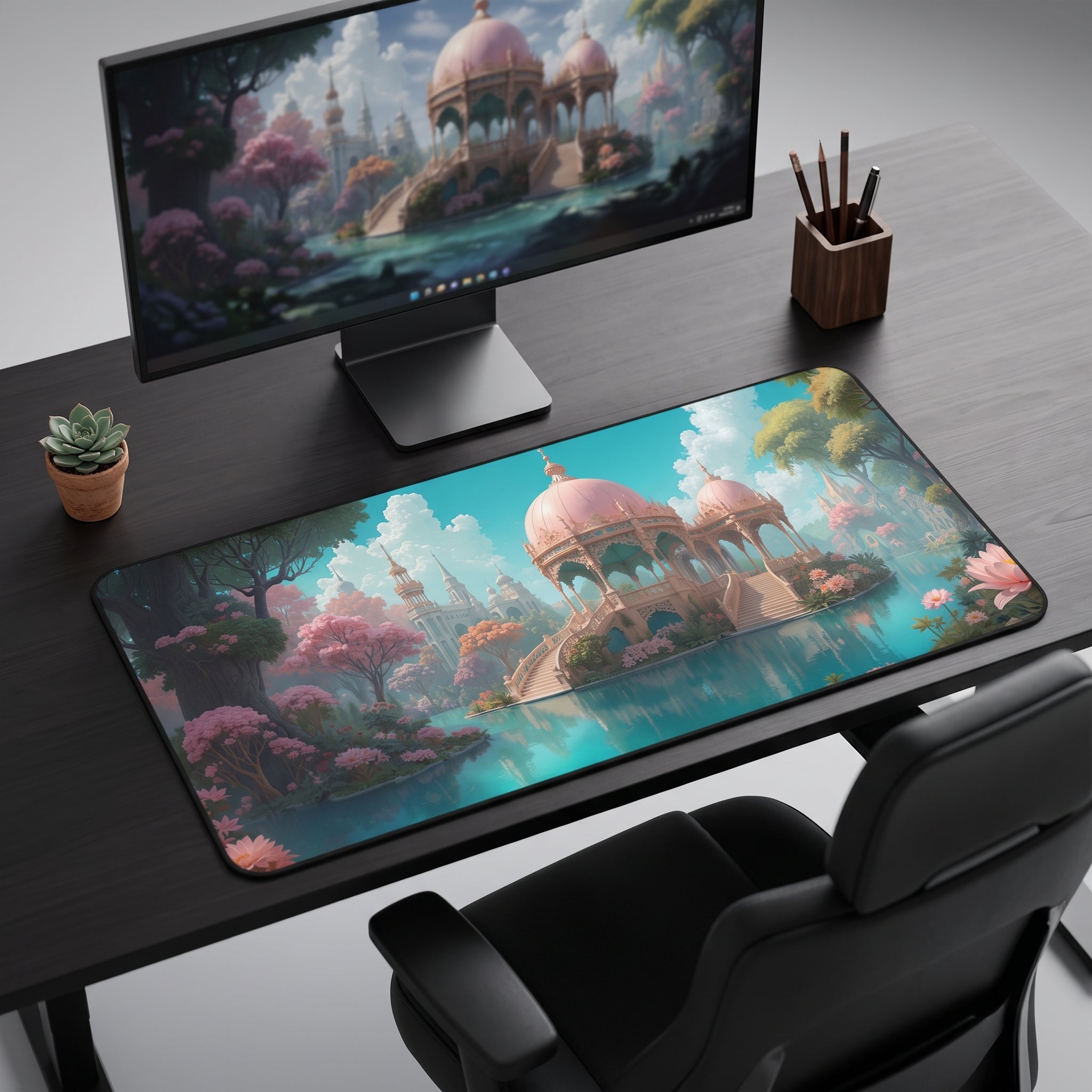 Fantasy Castle Desk Mat – Pink Pavilion Illustration