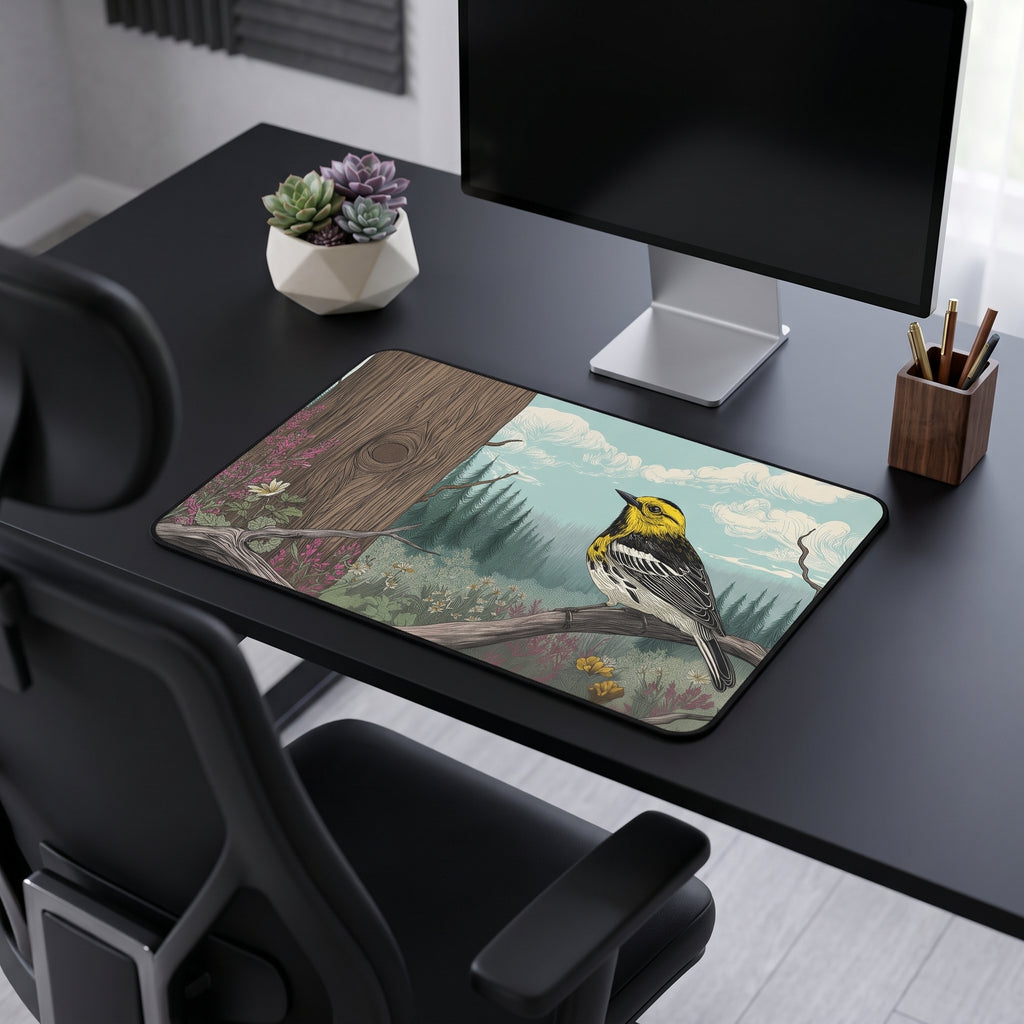 Warbler Bird Desk Mat – Nature Wildlife Art