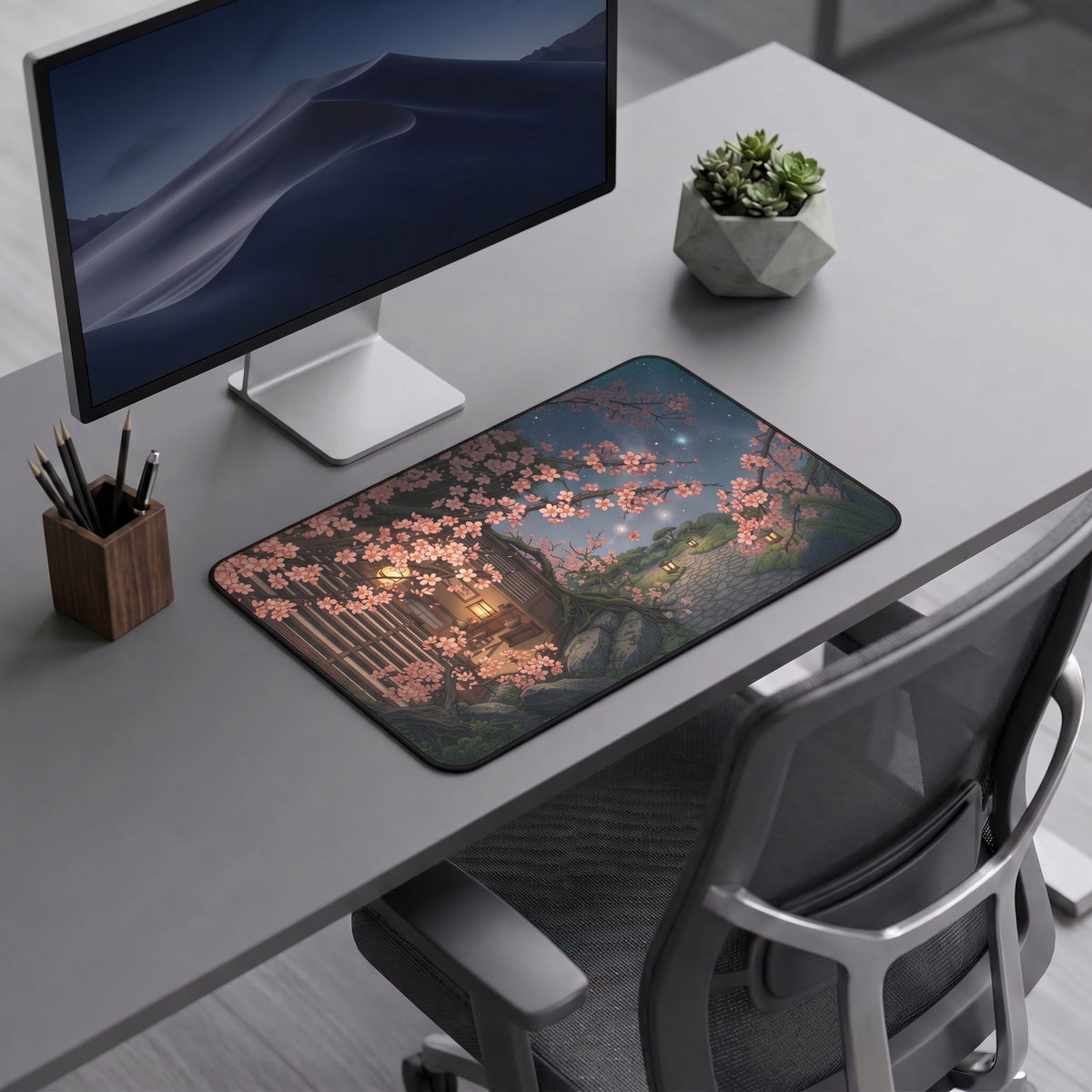 Cherry Blossom Night Desk Mat