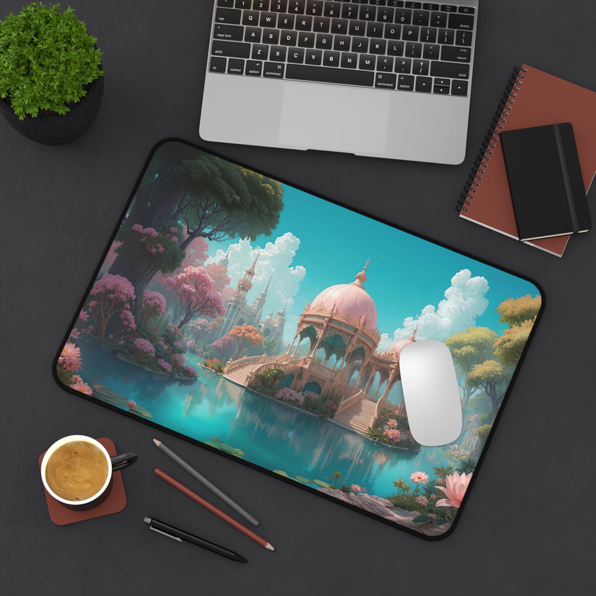 Fantasy Castle Desk Mat – Pink Pavilion Illustration