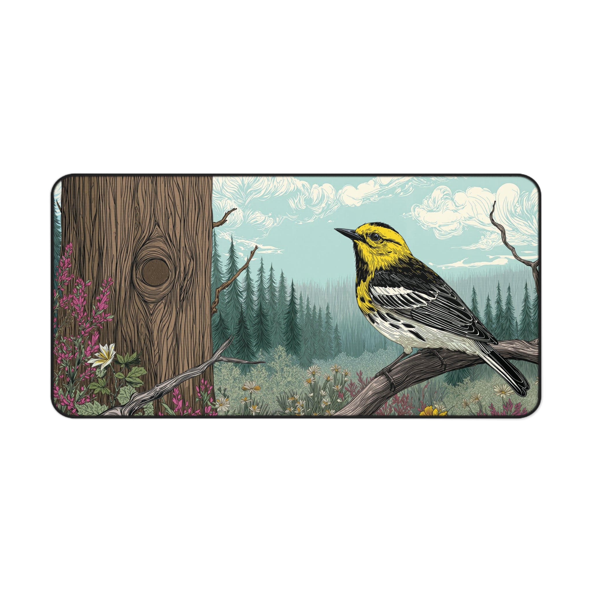 Warbler Bird Desk Mat – Nature Wildlife Art