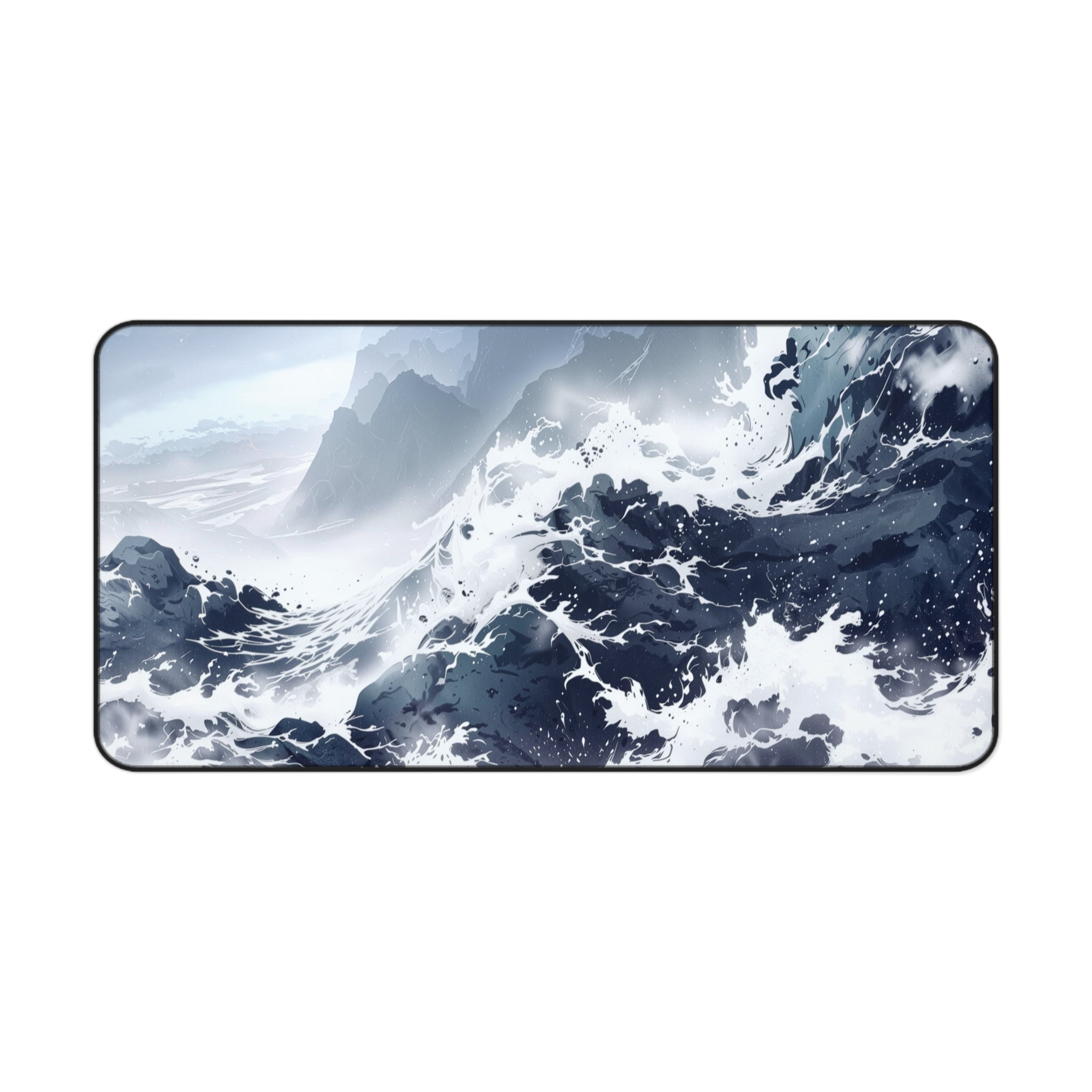 Sumi-e Ink Ocean Wave Desk Mat – Japanese Brush Art