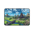 Scenic Asian Pagoda Landscape Desk Mat | Fantasy Mountain Village Mouse Pad