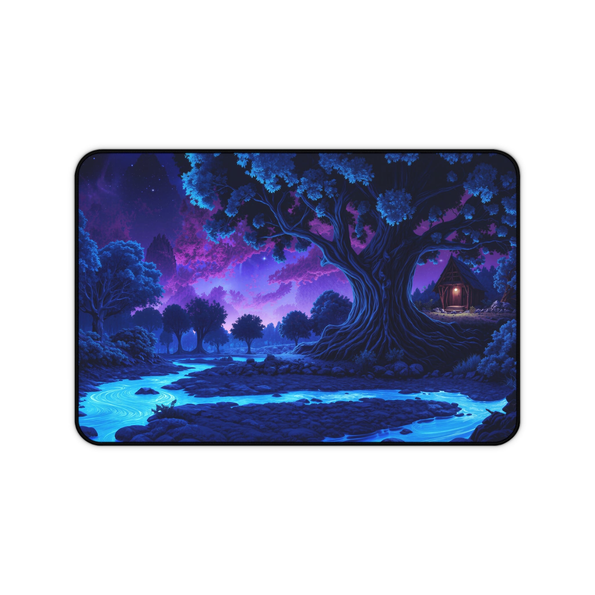 Enchanted Moonlit Forest Desk Mat – Fantasy Nature Art