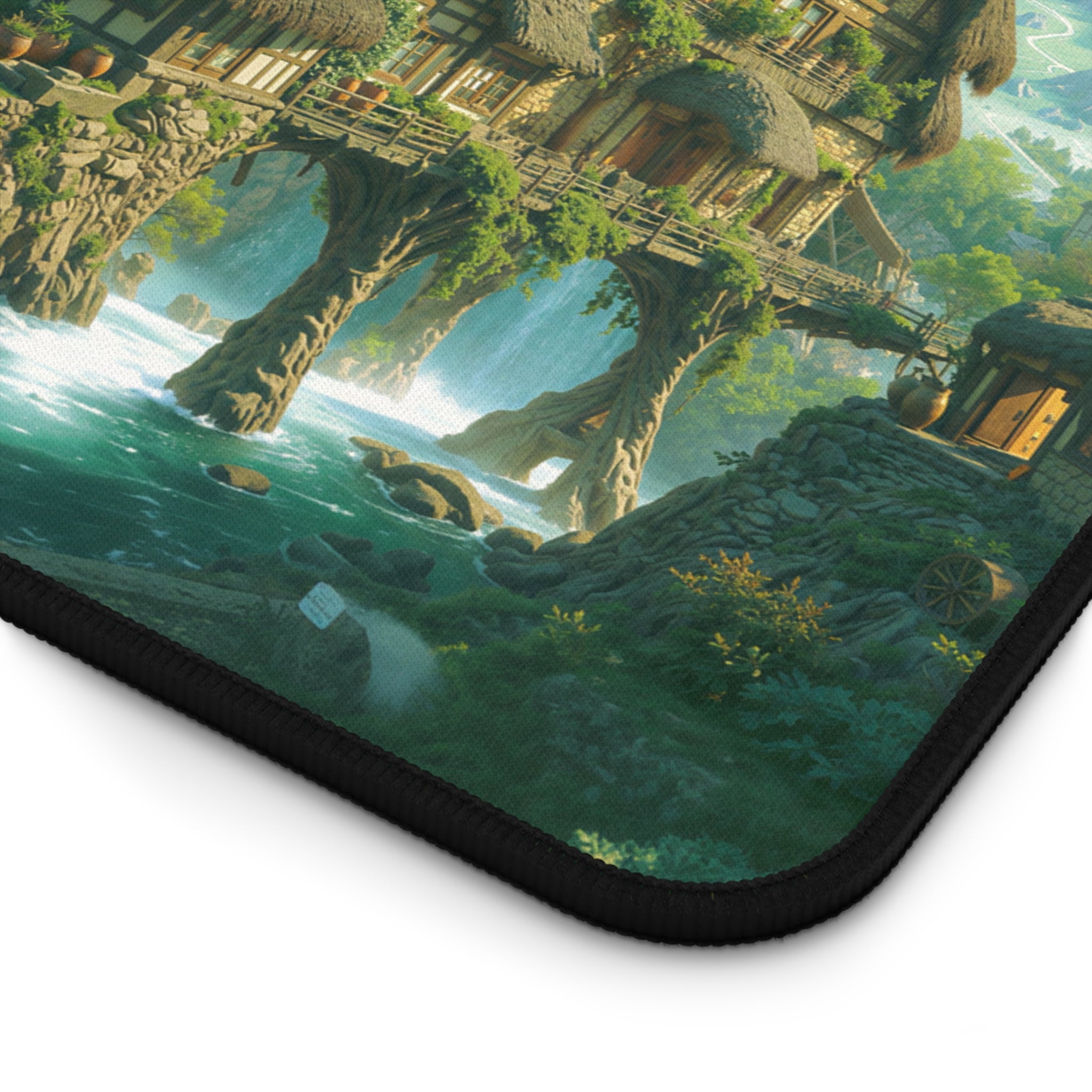 Fantasy Treehouse Desk Mat – Whimsical Illustration Art