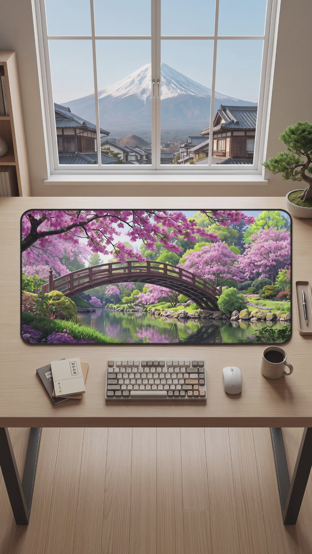 Sakura Garden Desk Mat – Japanese Cherry Blossom Art